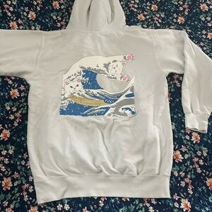 Ripndip Blue Hoodie with The Great Wave of Kanagawa Design